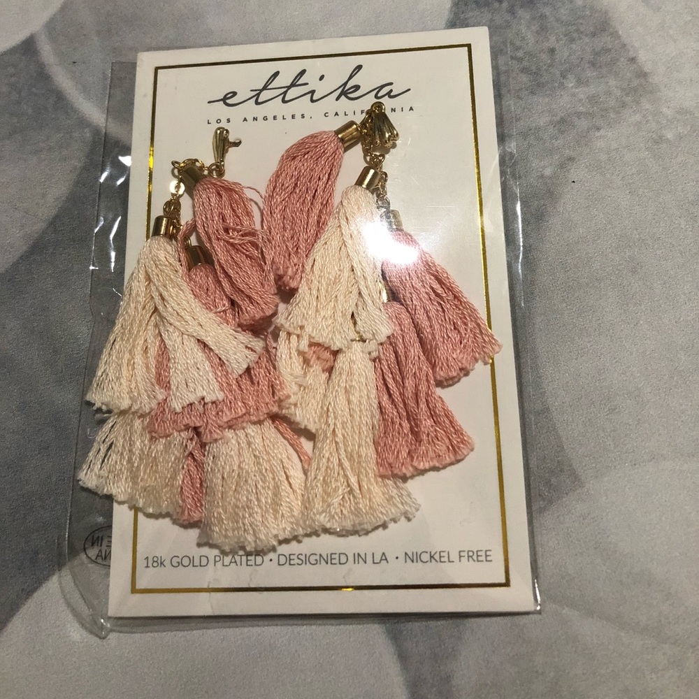 Ettika Pink Tassel Gold Plated Earrings